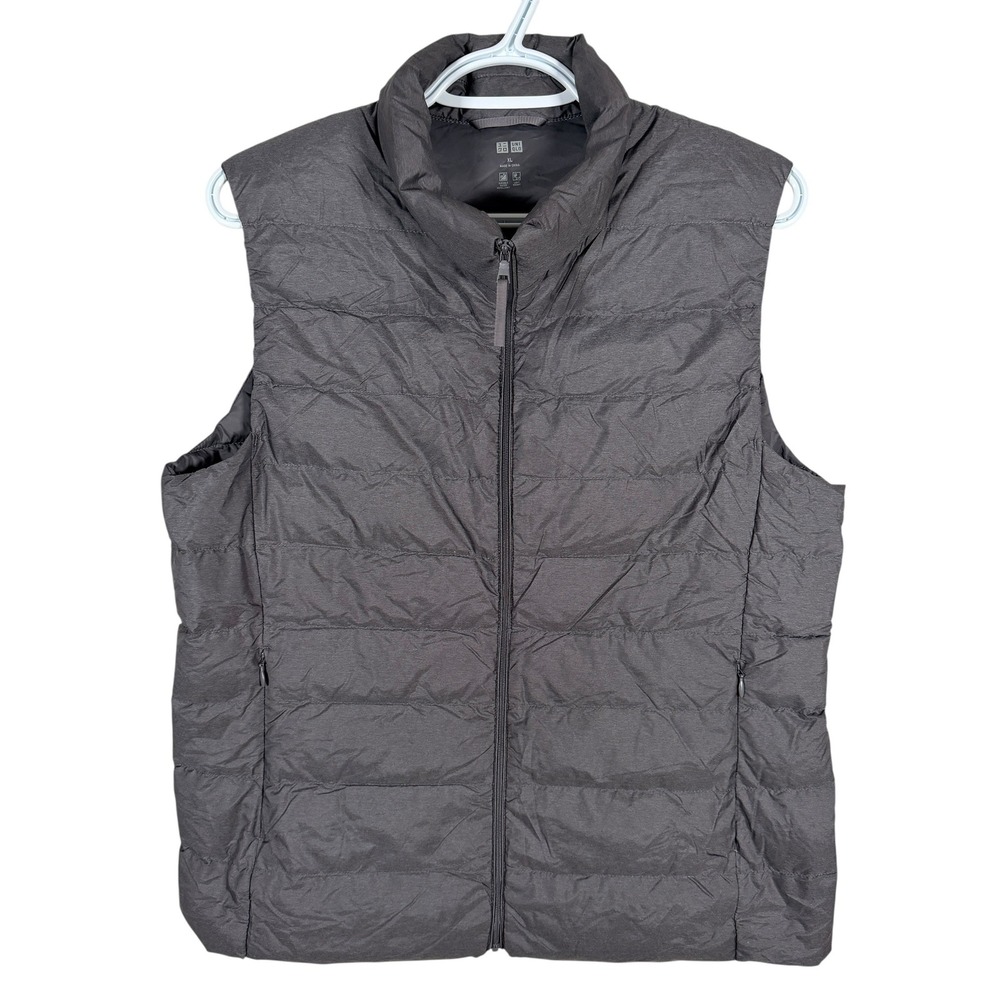 Uniqlo Ultra Light Down Vest Duck Down Quilted Puffer Women XL Gray Full Zip‎
